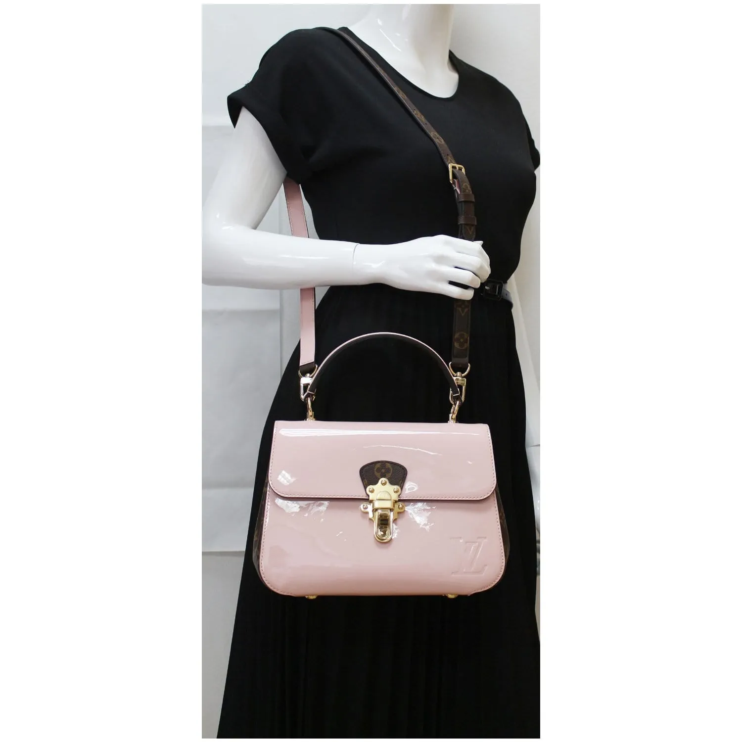 LOUIS VUITTON Cherrywood PM Patent Leather Shoulder Bag Rose Ballerine