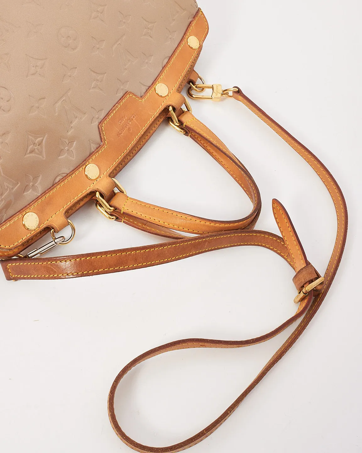 Louis Vuitton Dark Beige Metallic Monogram Vernis Brea MM Bag