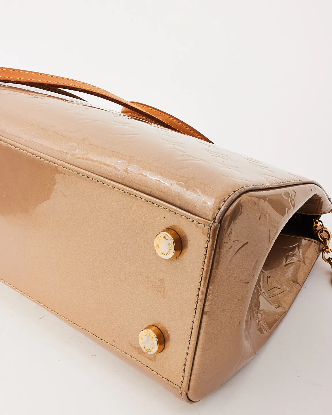 Louis Vuitton Dark Beige Metallic Monogram Vernis Brea MM Bag