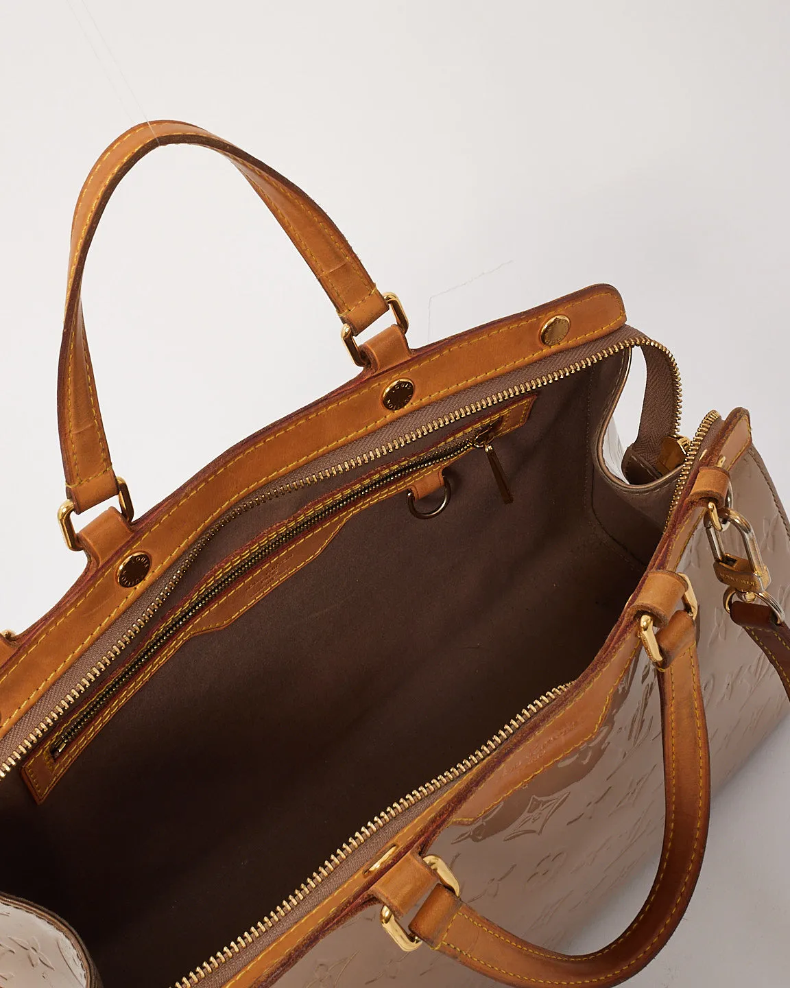 Louis Vuitton Dark Beige Metallic Monogram Vernis Brea MM Bag