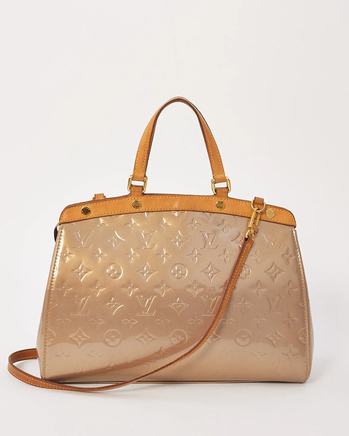 Louis Vuitton Dark Beige Metallic Monogram Vernis Brea MM Bag