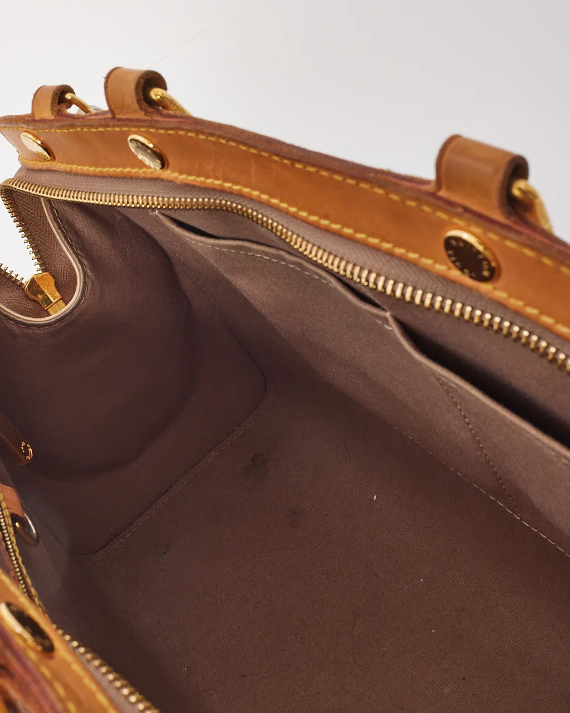 Louis Vuitton Dark Beige Metallic Monogram Vernis Brea MM Bag
