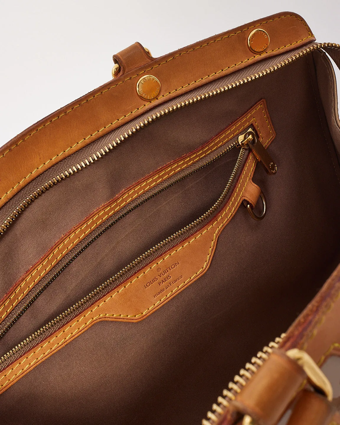 Louis Vuitton Dark Beige Metallic Monogram Vernis Brea MM Bag