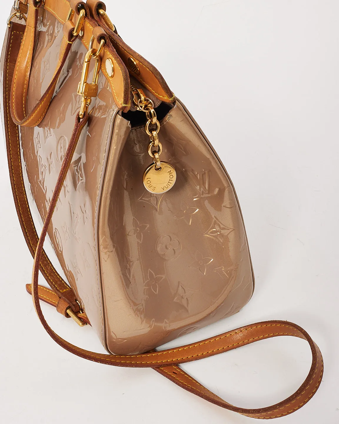 Louis Vuitton Dark Beige Metallic Monogram Vernis Brea MM Bag