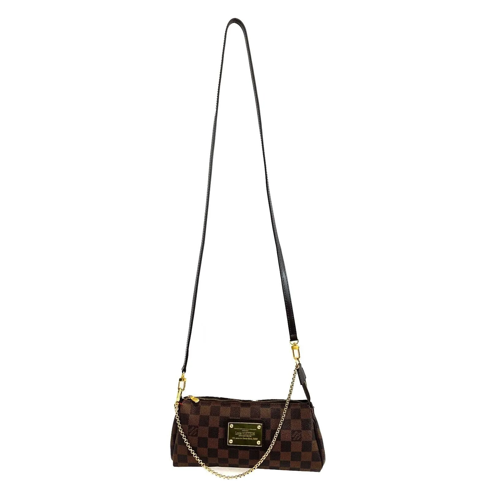 Louis Vuitton - LV Damier Ebene Eva Chain Strap w/ Leather Crossbody Strap