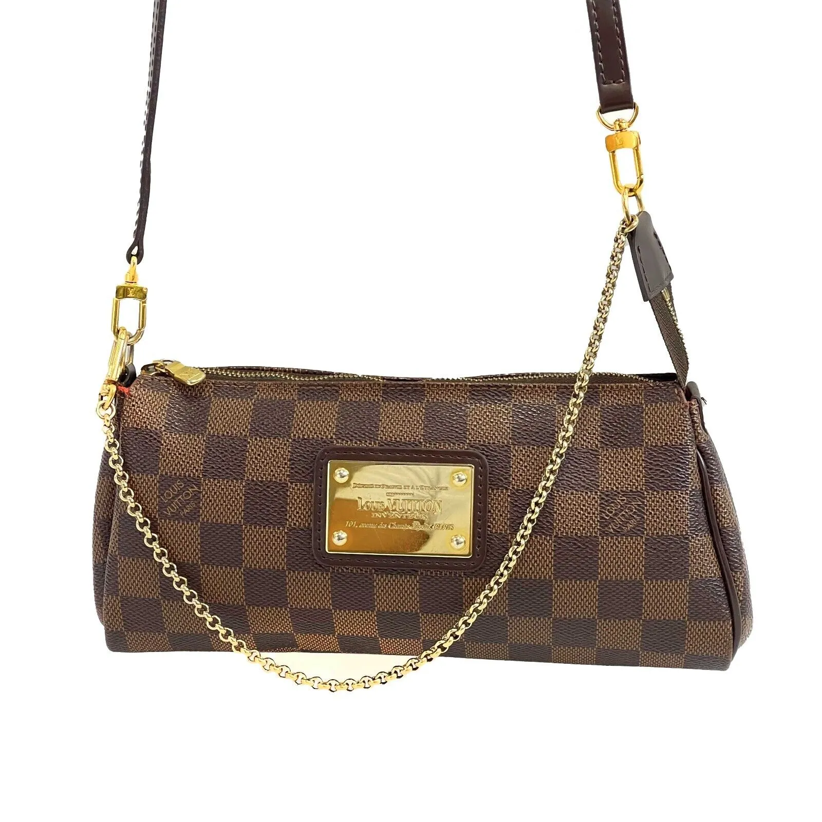 Louis Vuitton - LV Damier Ebene Eva Chain Strap w/ Leather Crossbody Strap