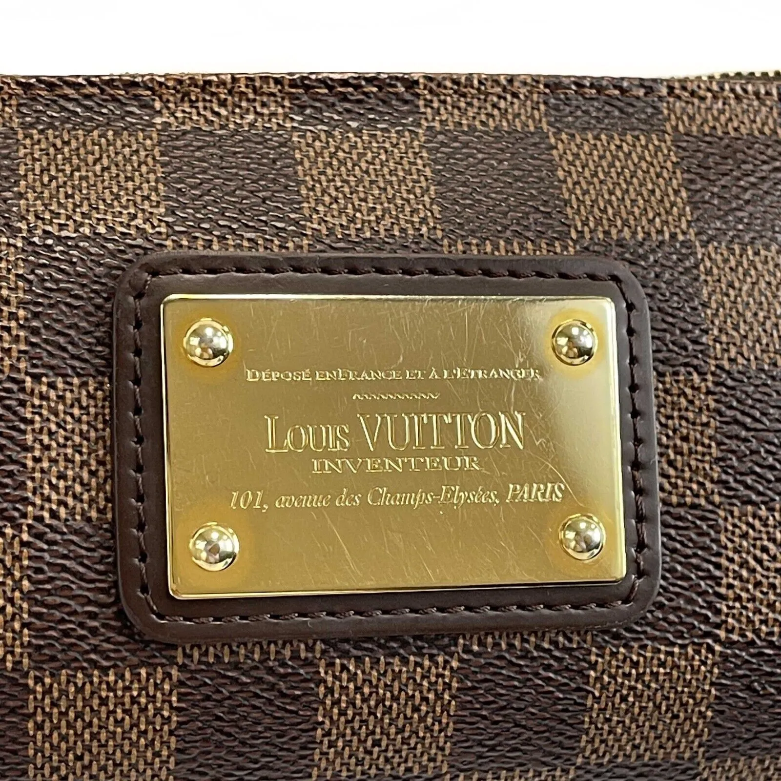 Louis Vuitton - LV Damier Ebene Eva Chain Strap w/ Leather Crossbody Strap