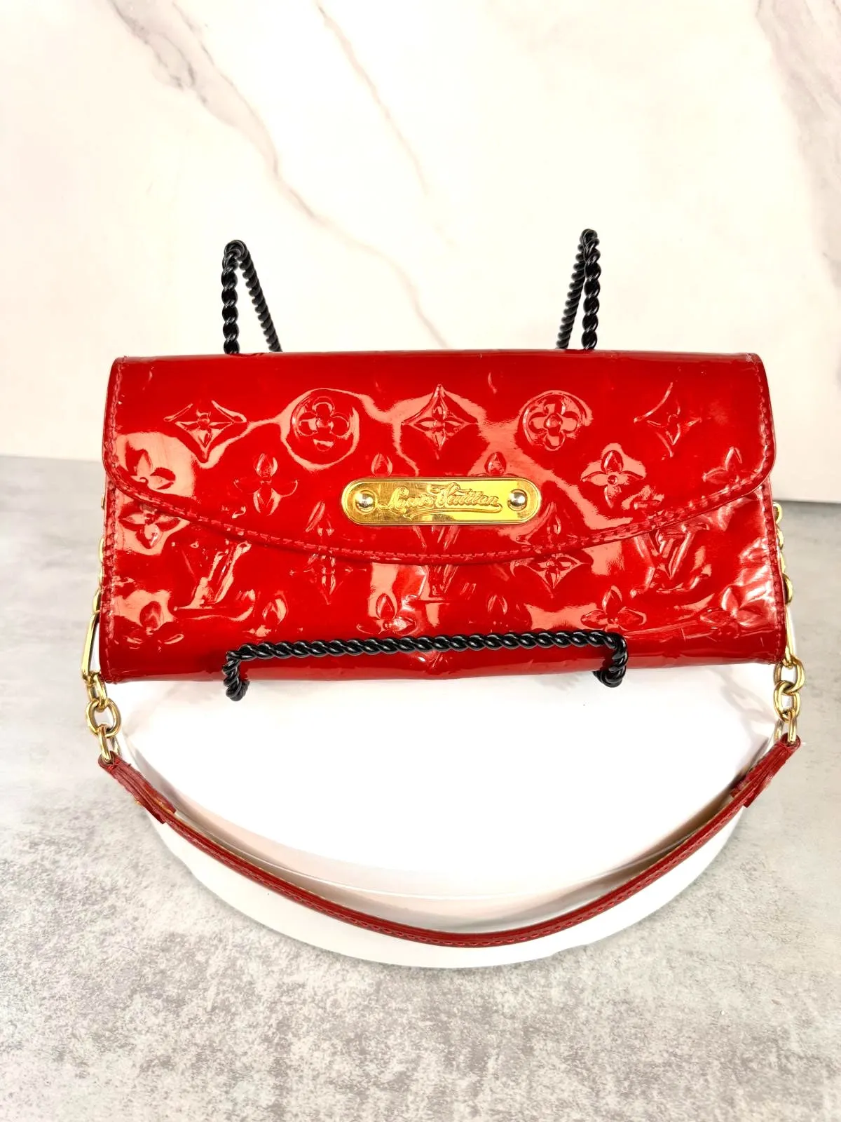 LOUIS VUITTON MONOGRAM VERNIS SUNSET BLVD POMME D'AMOUR BAG