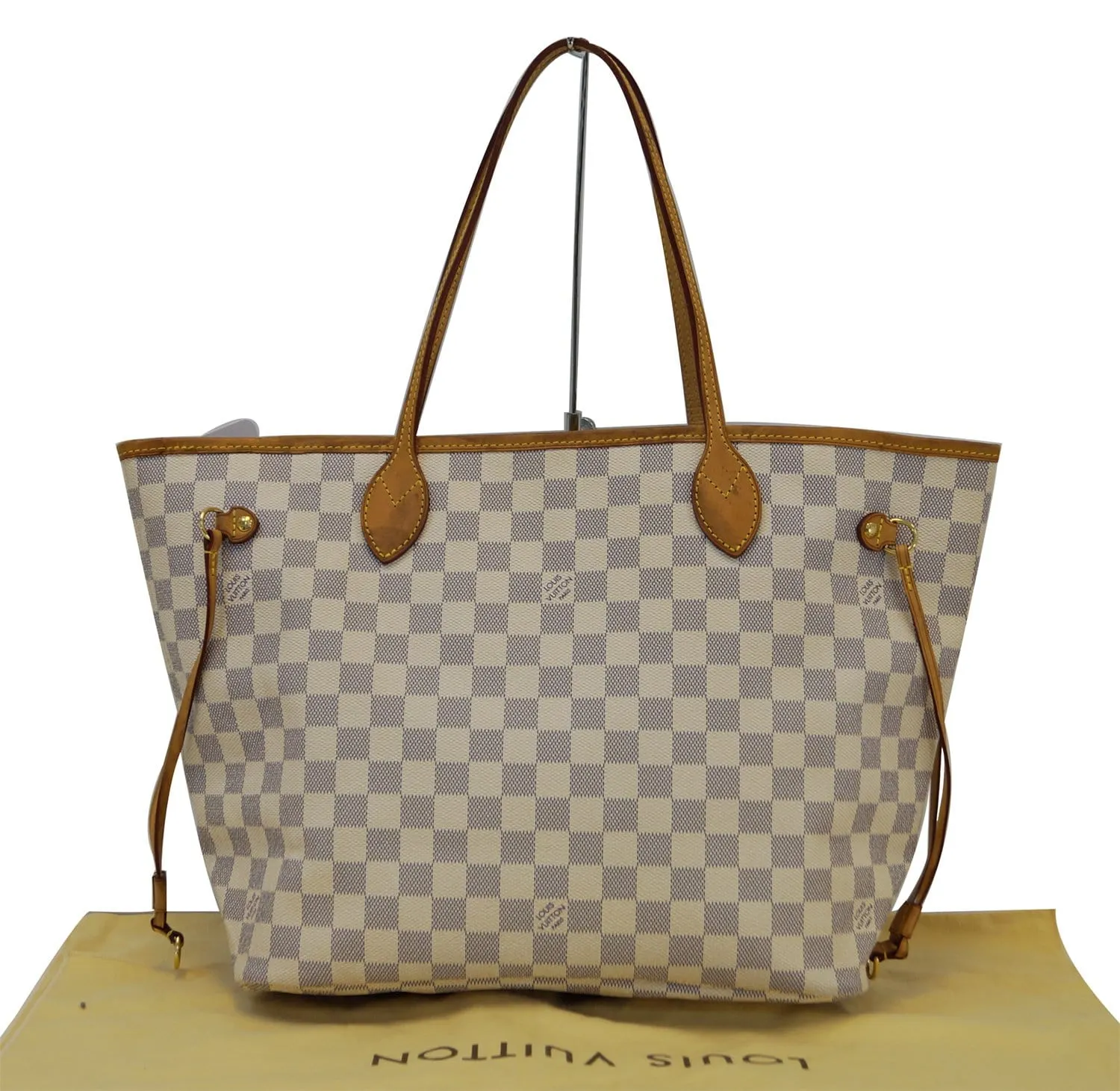 LOUIS VUITTON Neverfull MM Damier Azur White  Tote Bag