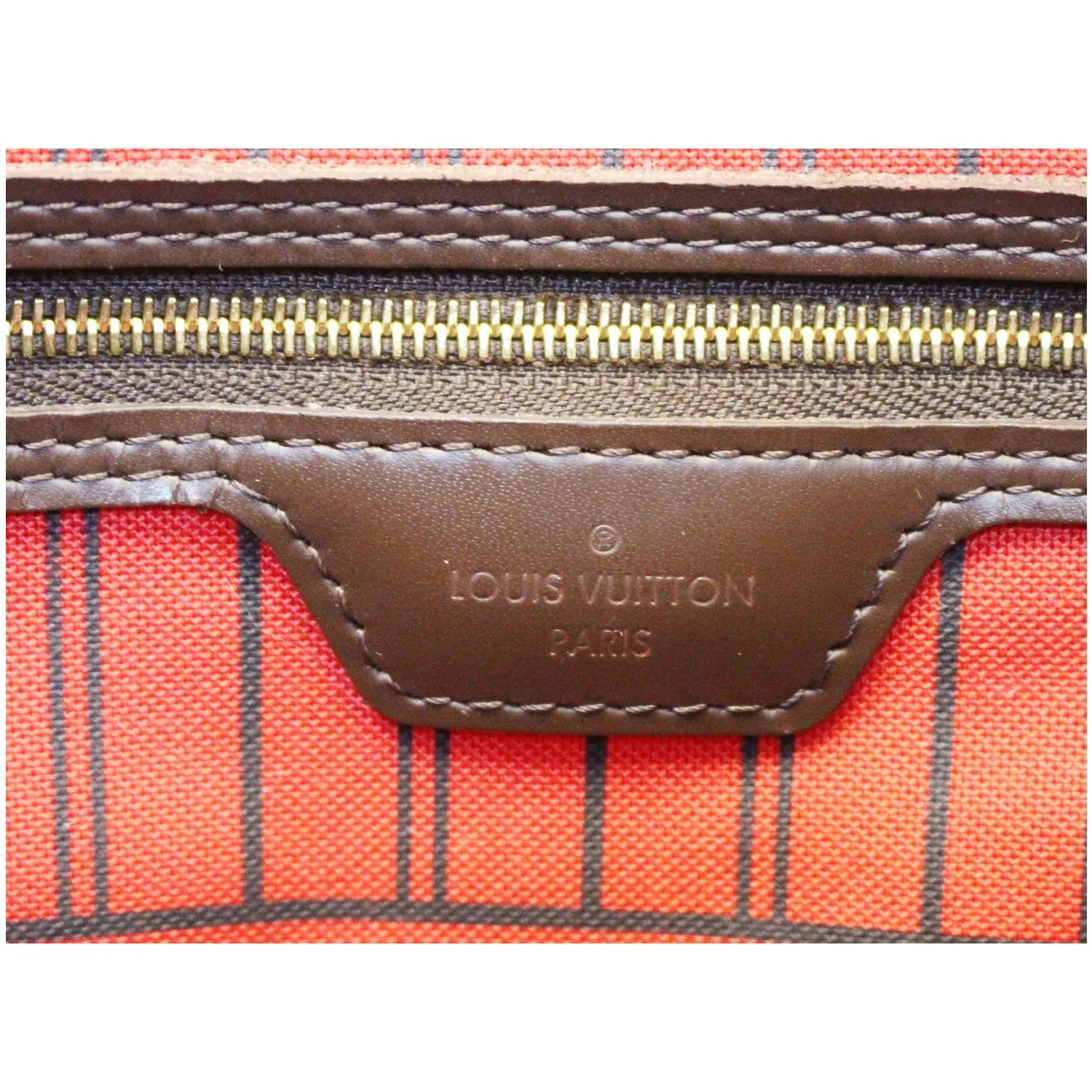 LOUIS VUITTON Neverfull MM Damier Ebene Tote Shoulder Bag Brown