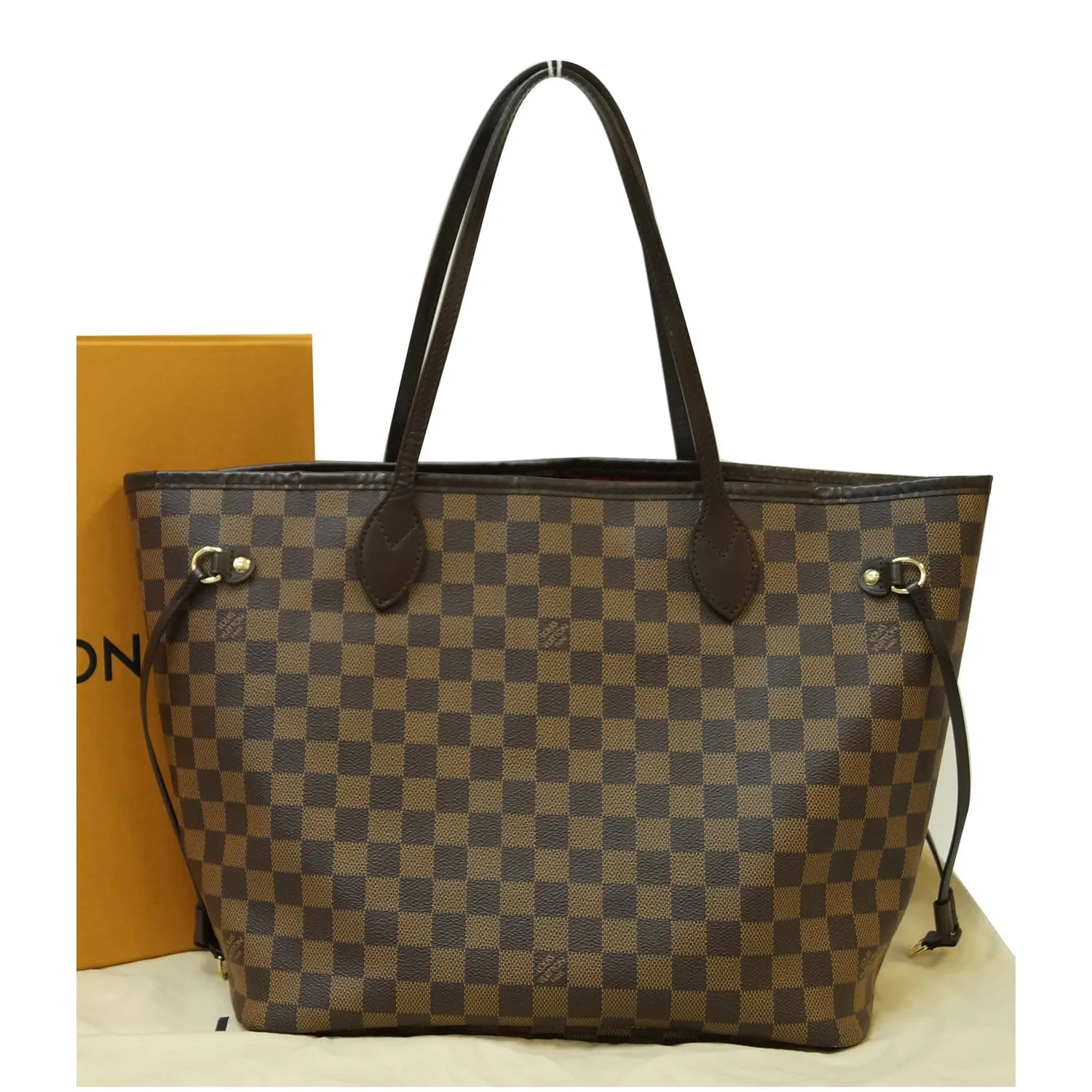 LOUIS VUITTON Neverfull MM Damier Ebene Tote Shoulder Bag Brown