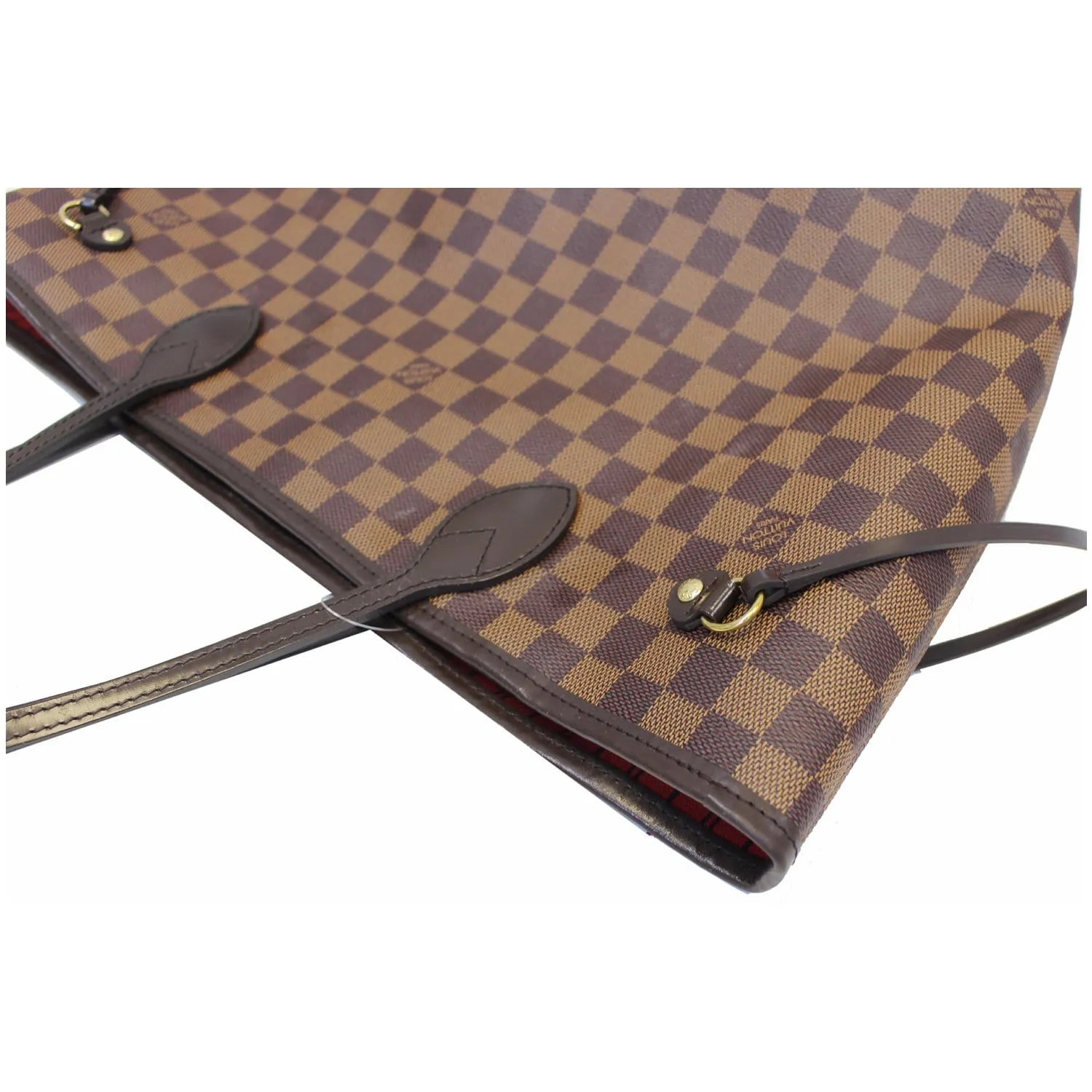 LOUIS VUITTON Neverfull MM Damier Ebene Tote Shoulder Bag Brown