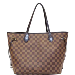 LOUIS VUITTON Neverfull MM Damier Ebene Tote Shoulder Bag Brown