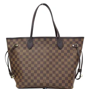 LOUIS VUITTON Neverfull MM Damier Ebene Tote Shoulder Bag Rose Ballerine