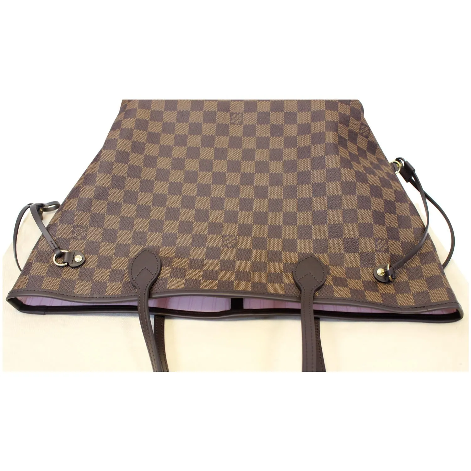 LOUIS VUITTON Neverfull MM Damier Ebene Tote Shoulder Bag Rose Ballerine