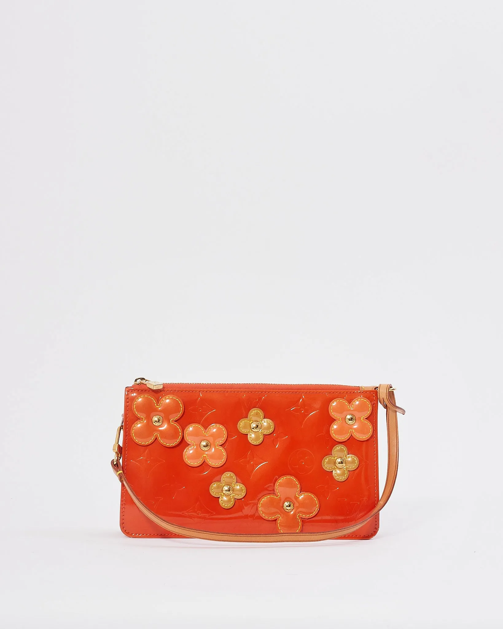Louis Vuitton Orange Floral Vernis Monogram Lexington Pochette Shoulder Bag