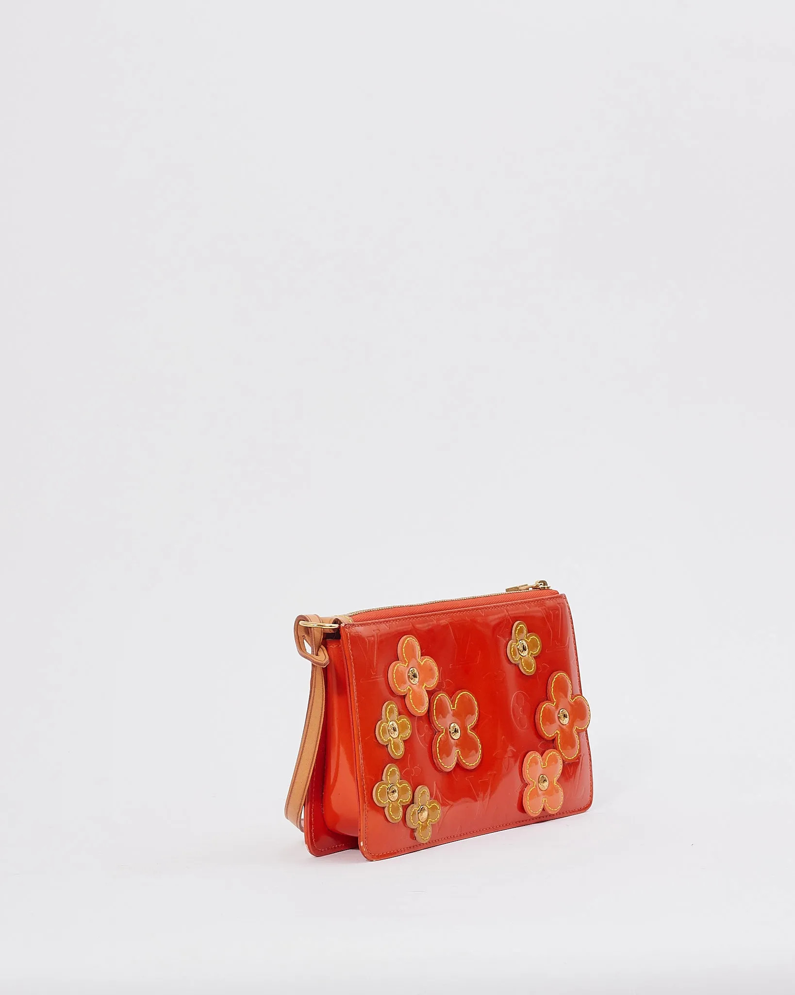 Louis Vuitton Orange Floral Vernis Monogram Lexington Pochette Shoulder Bag