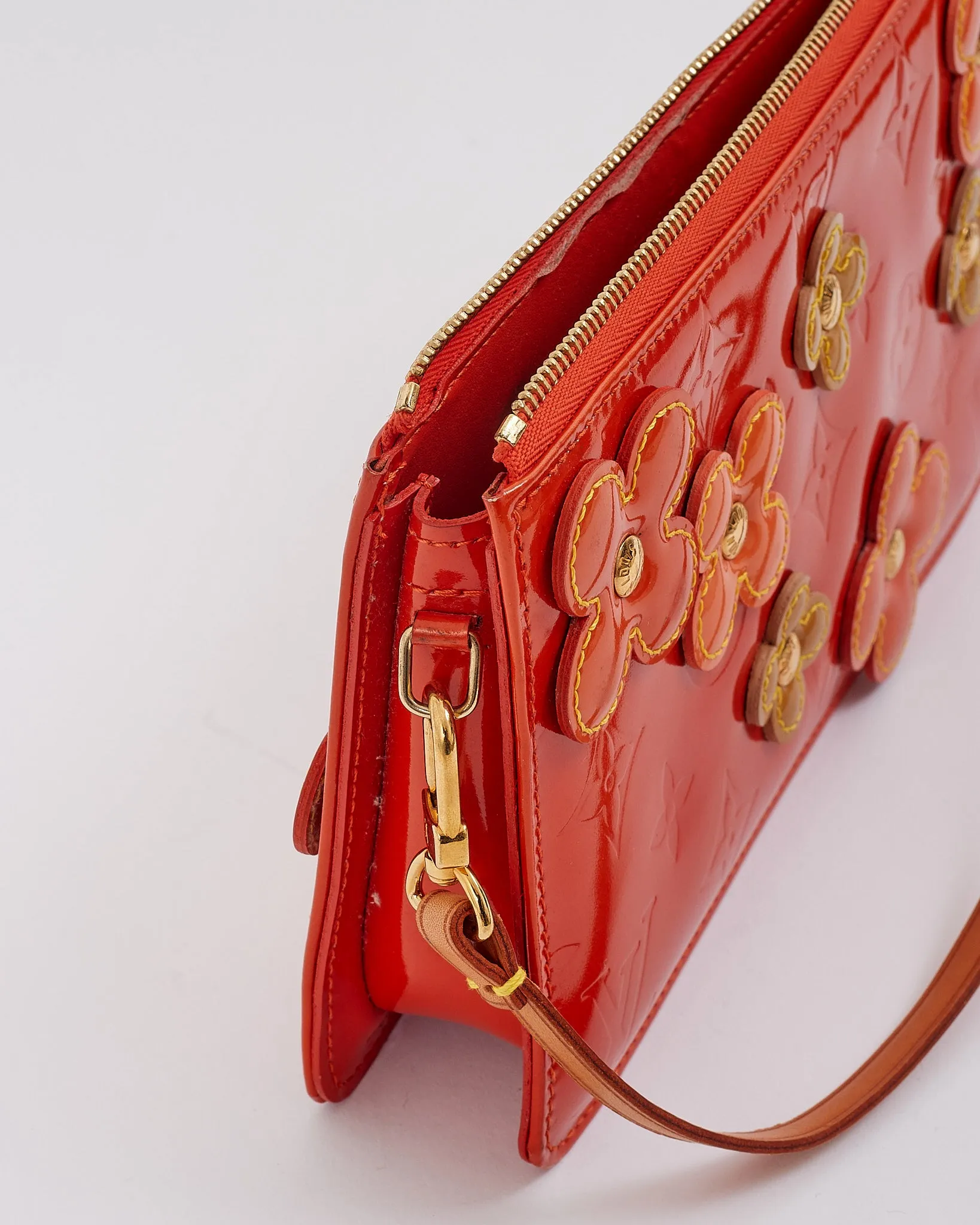 Louis Vuitton Orange Floral Vernis Monogram Lexington Pochette Shoulder Bag