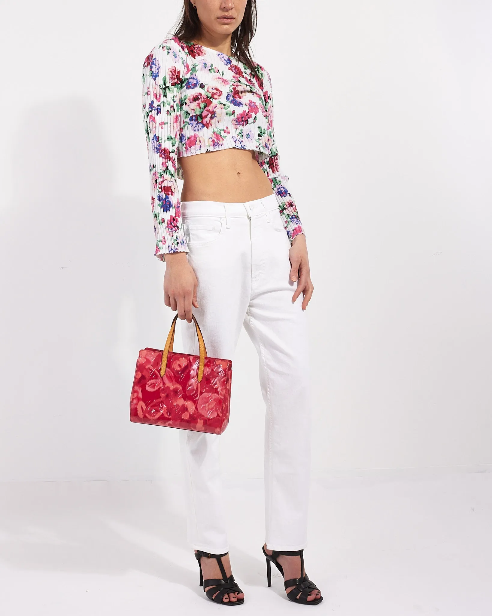 Louis Vuitton Pink Monogram Vernis Ikat Roses Catalina BB