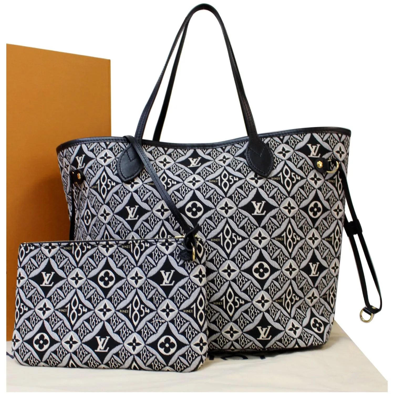 LOUIS VUITTON Since 1854 Neverfull MM Jacquard Shoulder Bag Grey