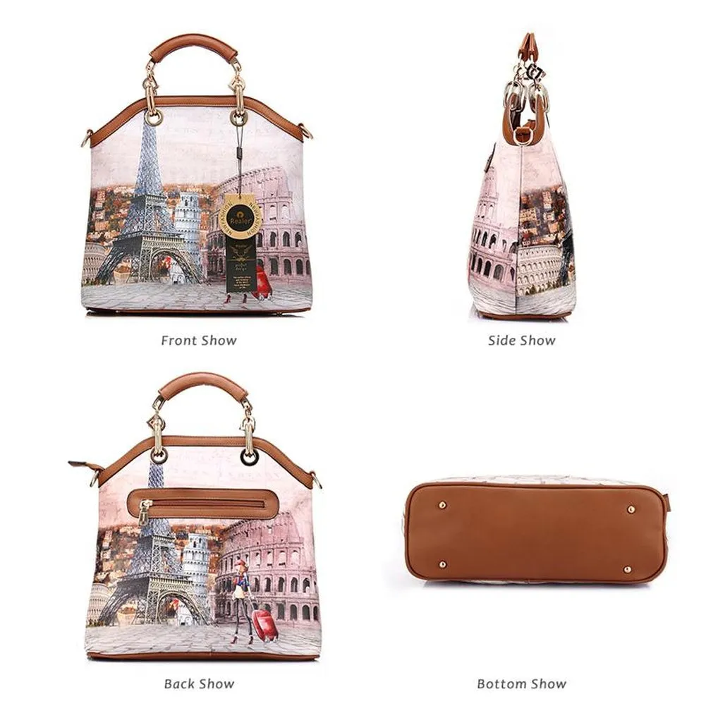 <bold>Tote Crossbody Bag & Purse Set <br>Canvas & Vegan-Leather