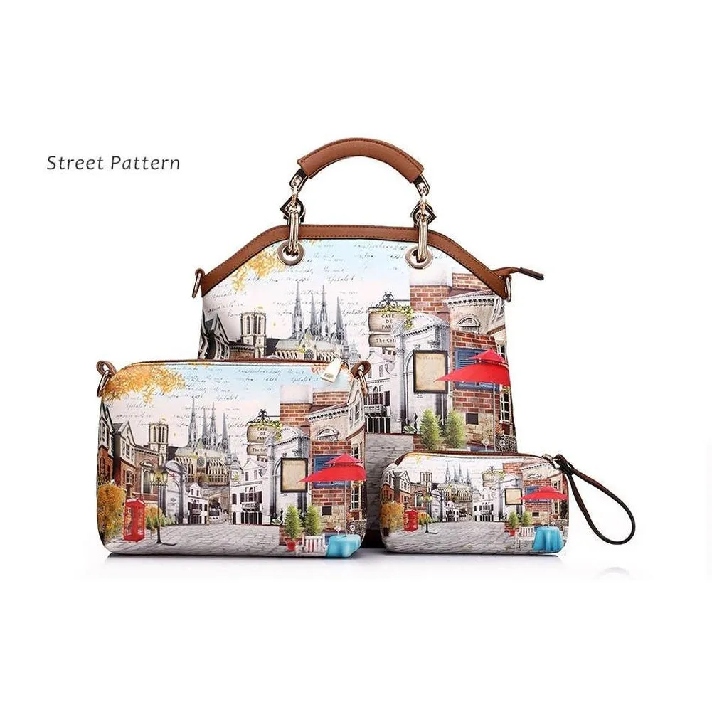 <bold>Tote Crossbody Bag & Purse Set <br>Canvas & Vegan-Leather