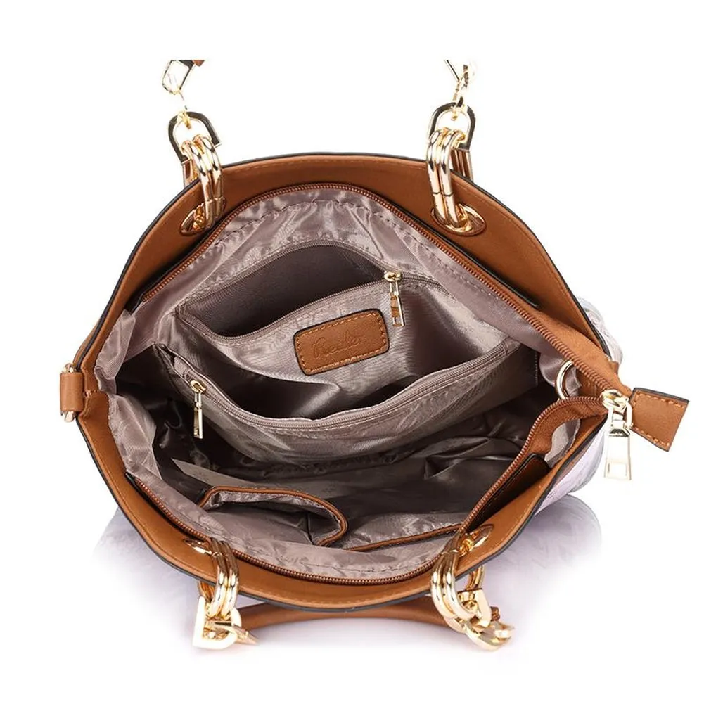 <bold>Tote Crossbody Bag & Purse Set <br>Canvas & Vegan-Leather