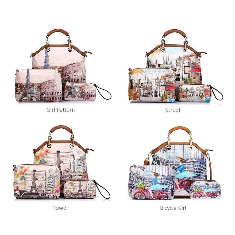 <bold>Tote Crossbody Bag & Purse Set <br>Canvas & Vegan-Leather