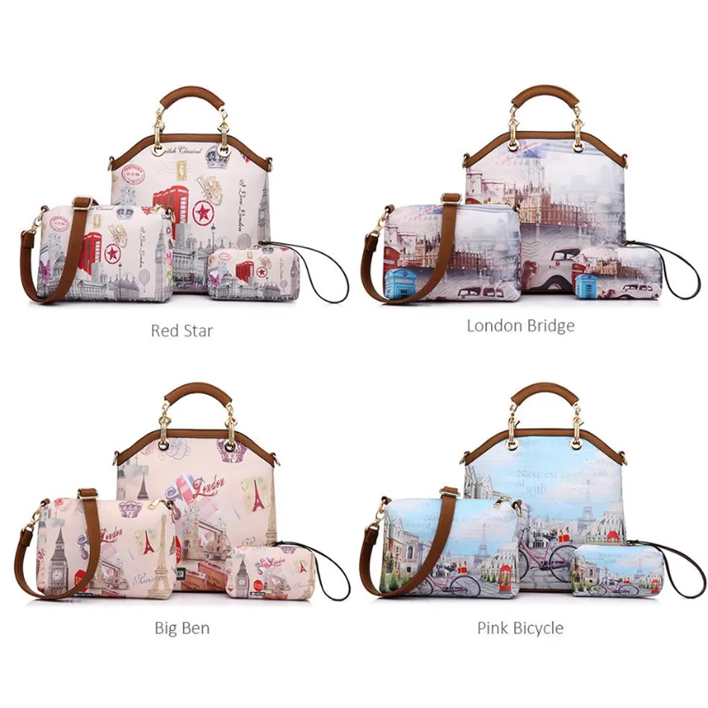 <bold>Tote Crossbody Bag & Purse Set <br>Canvas & Vegan-Leather