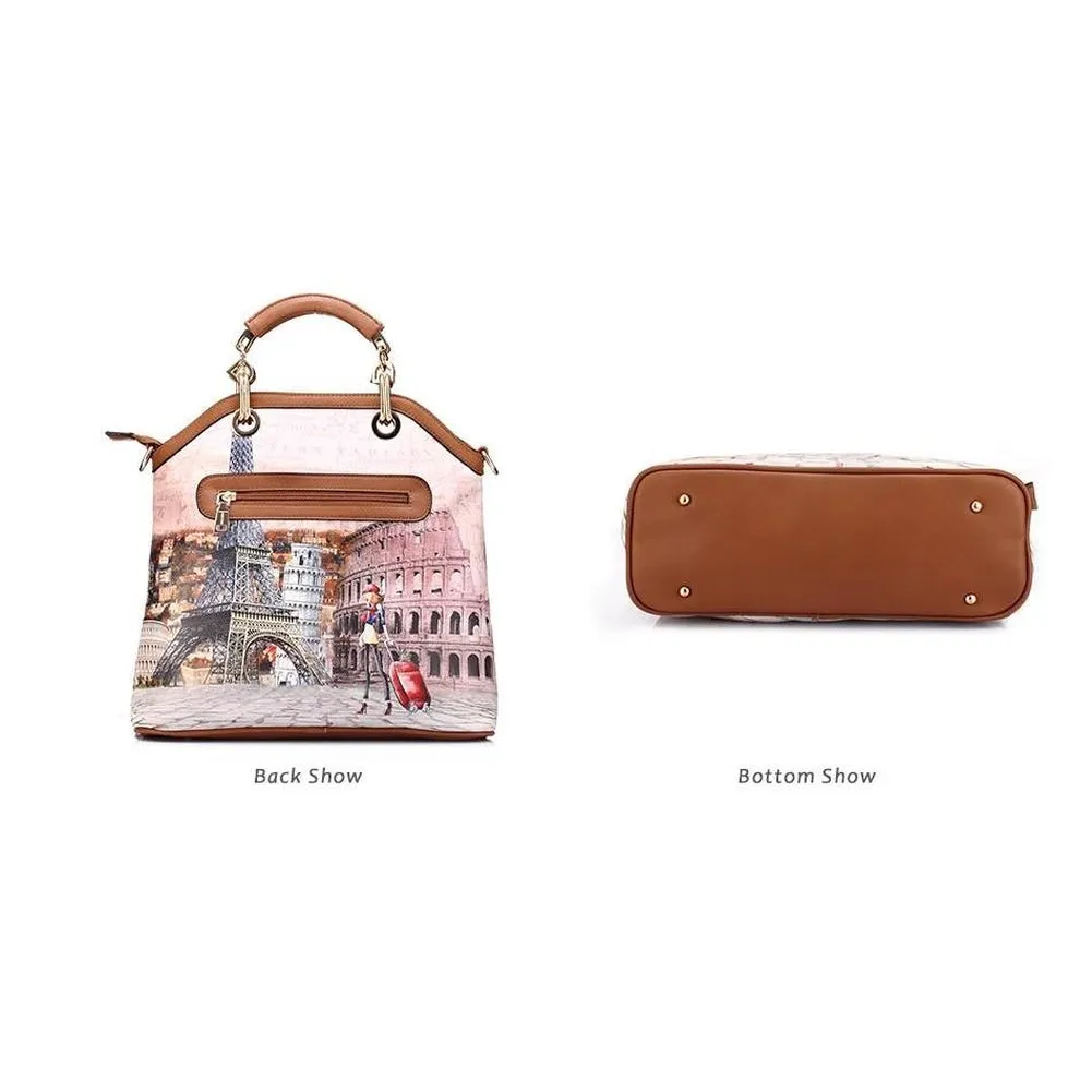 <bold>Tote Crossbody Bag & Purse Set <br>Canvas & Vegan-Leather