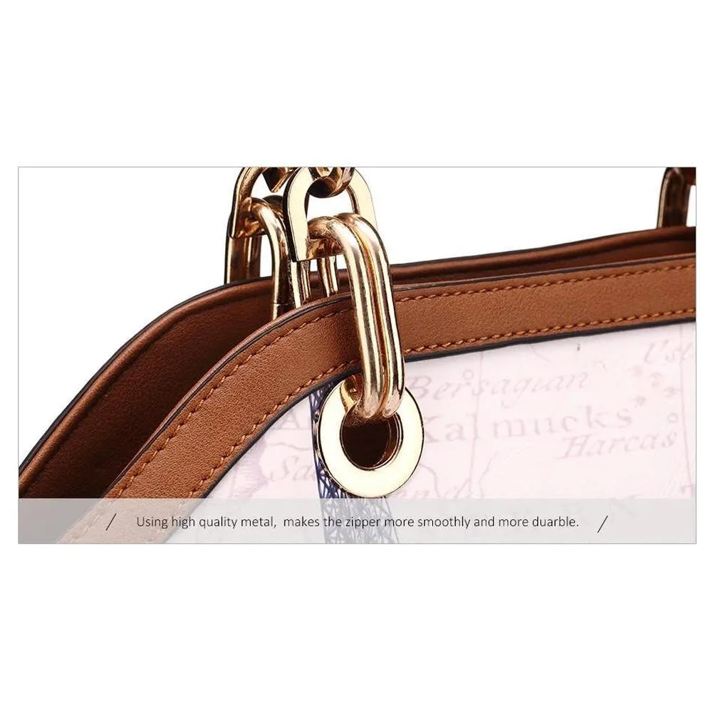 <bold>Tote Crossbody Bag & Purse Set <br>Canvas & Vegan-Leather