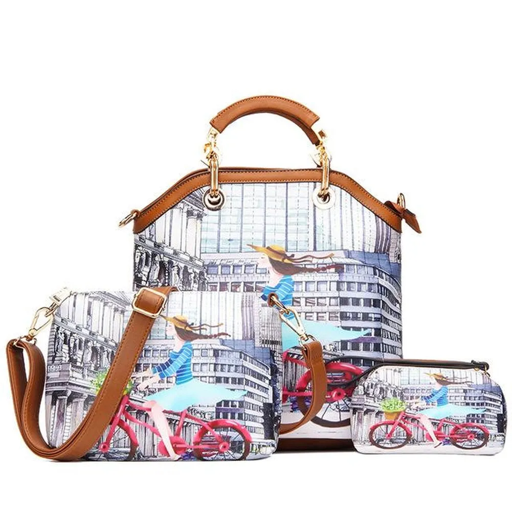 <bold>Tote Crossbody Bag & Purse Set <br>Canvas & Vegan-Leather