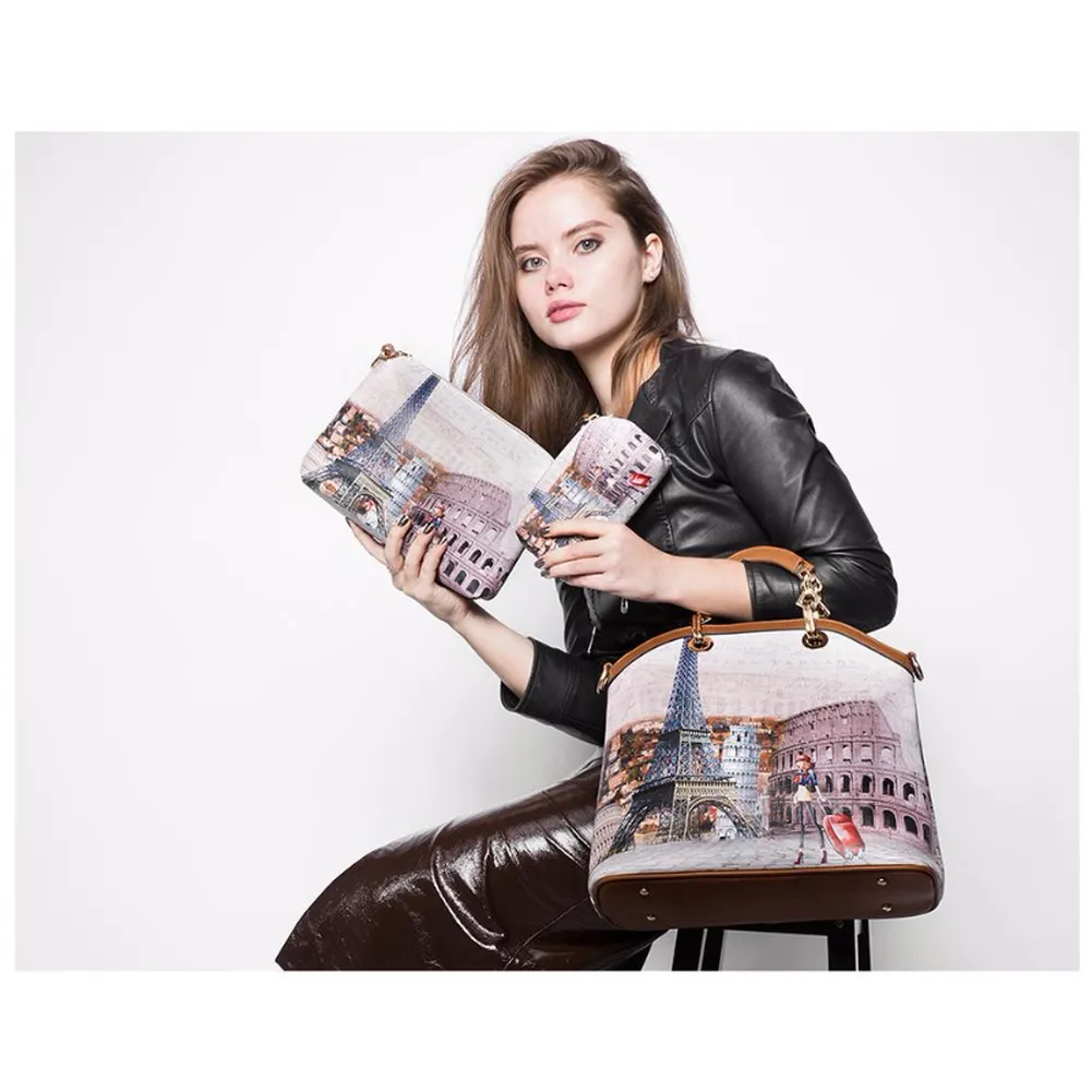<bold>Tote Crossbody Bag & Purse Set <br>Canvas & Vegan-Leather
