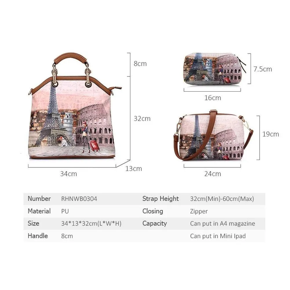 <bold>Tote Crossbody Bag & Purse Set <br>Canvas & Vegan-Leather