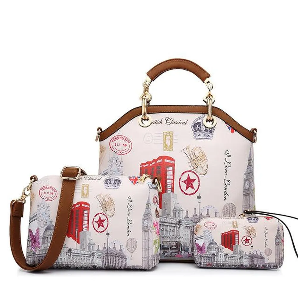 <bold>Tote Crossbody Bag & Purse Set <br>Canvas & Vegan-Leather
