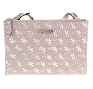 MACI MINI DOUBLE ZIP CROSSBODY GUESS PRINT (TAN) R