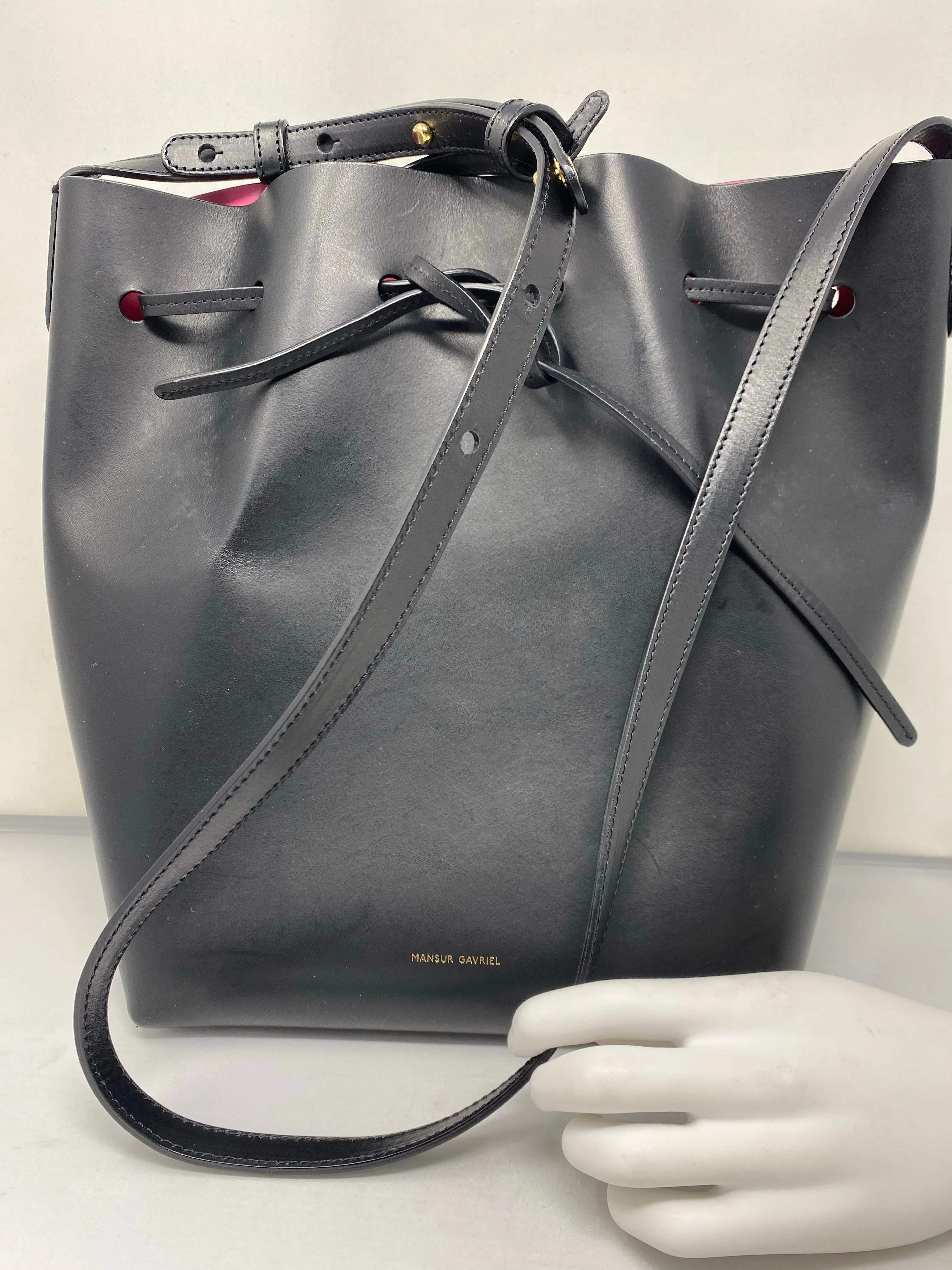 Mansur Gavriel Black and PINK Bucket Bag