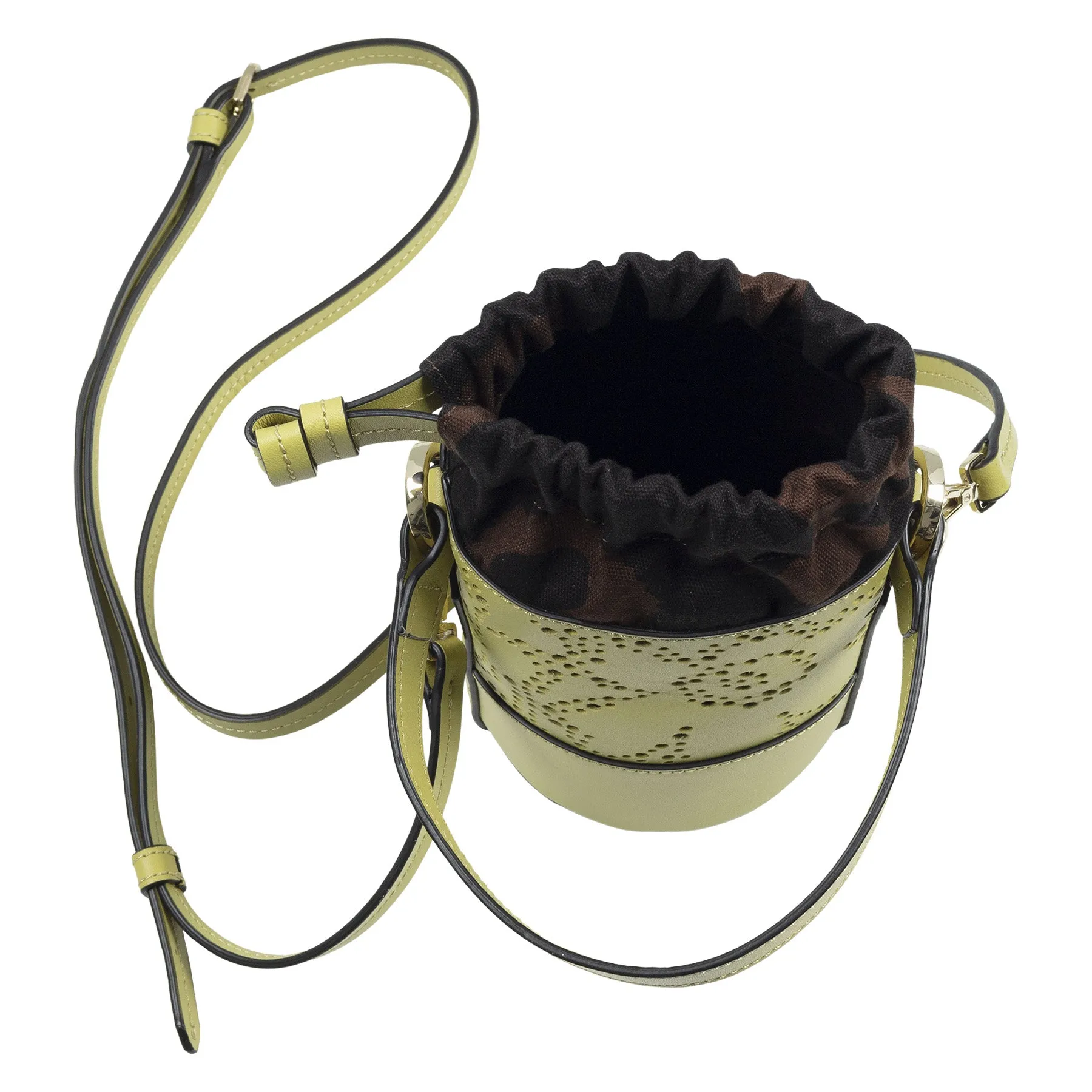 Marimekko Nano Bucket Unikko Leather Bag, Green