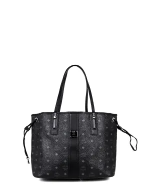 MCM Black Visetos Large Liz Reversible Shopper Tote Bag