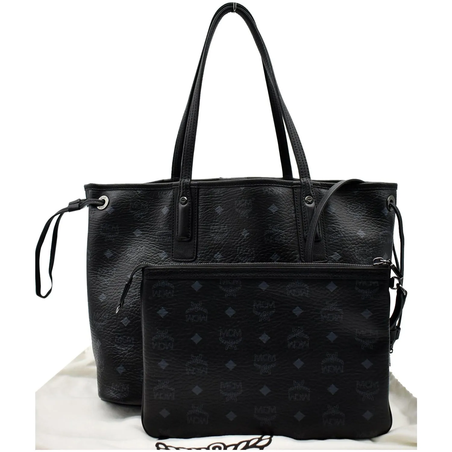 MCM Liz Visetos Reversible Shopper Tote Bag Black