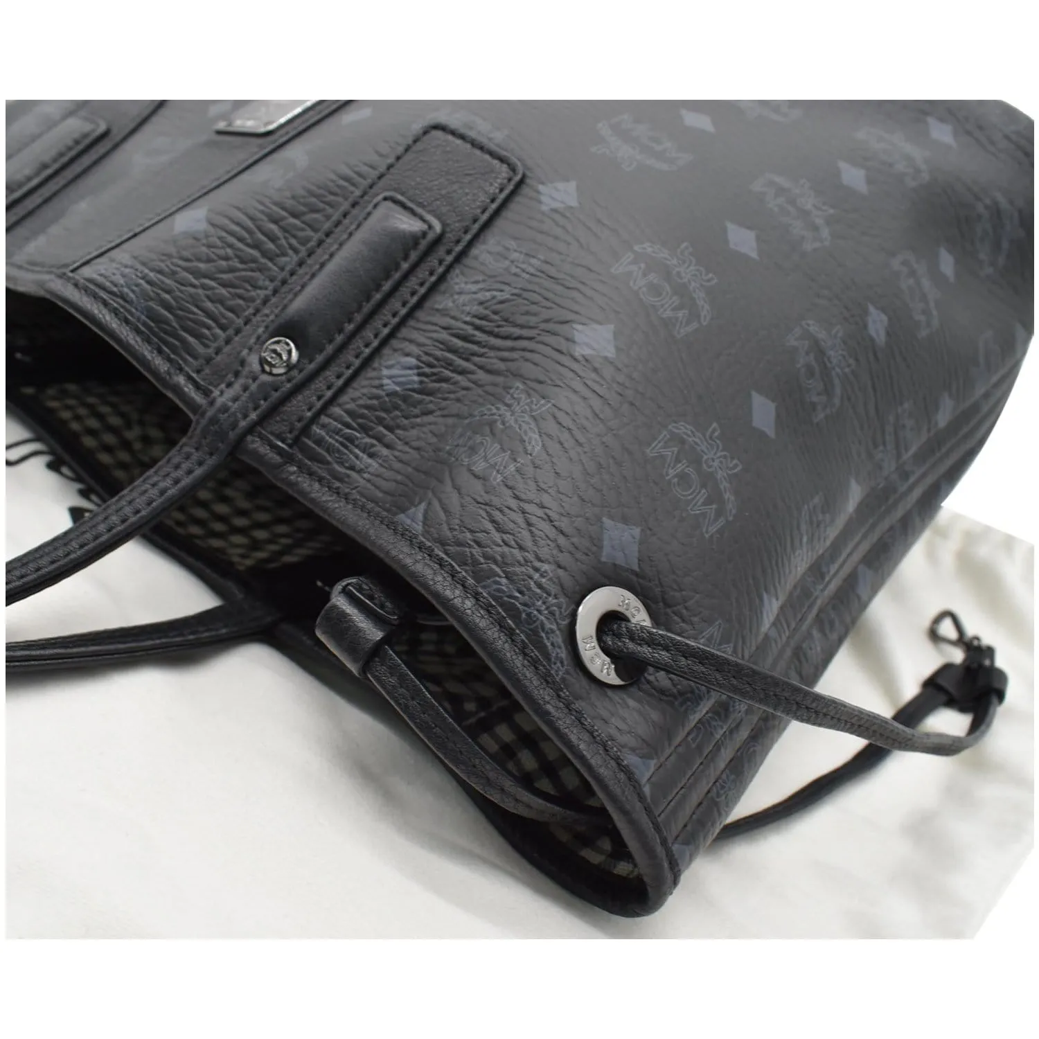 MCM Liz Visetos Reversible Shopper Tote Bag Black