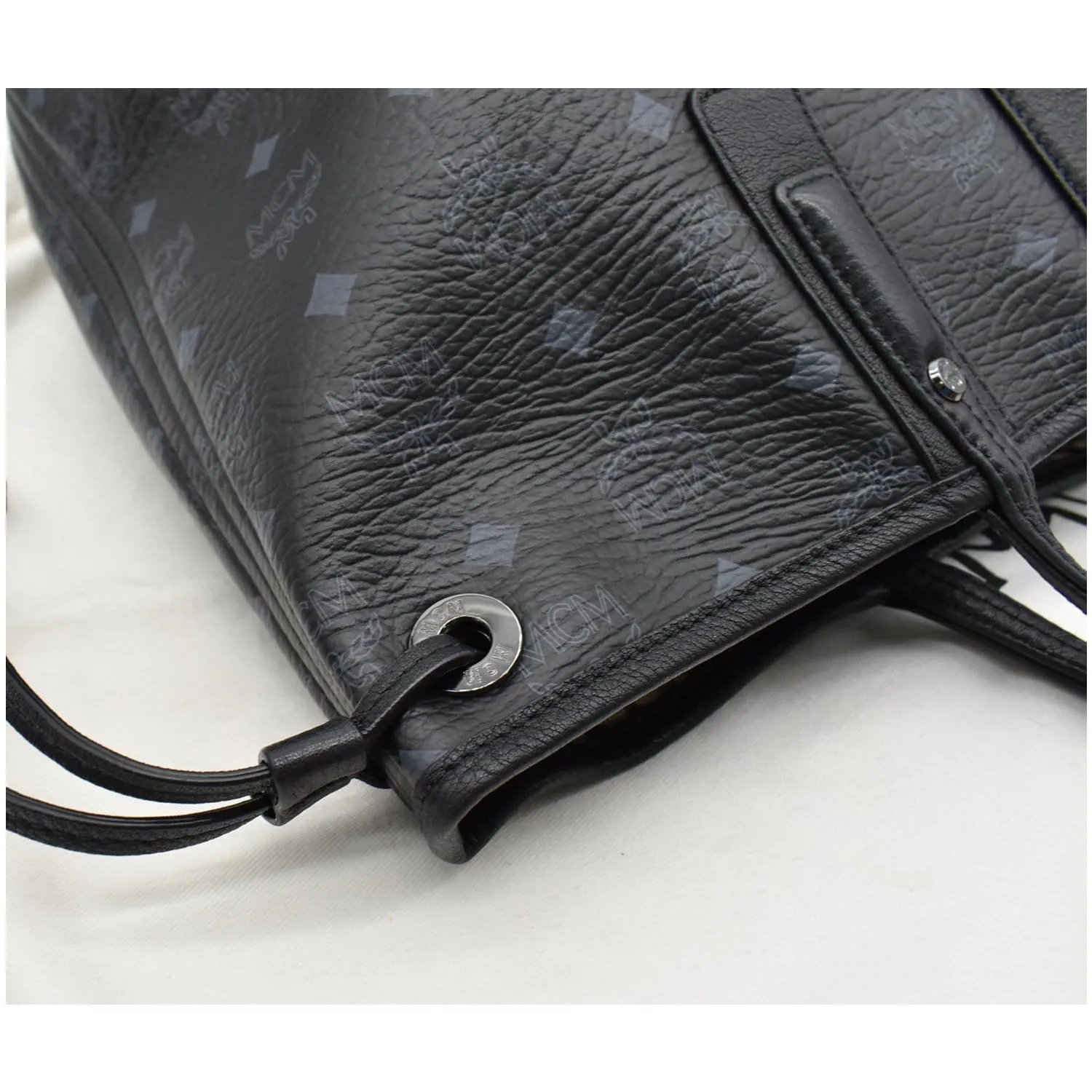 MCM Liz Visetos Reversible Shopper Tote Bag Black
