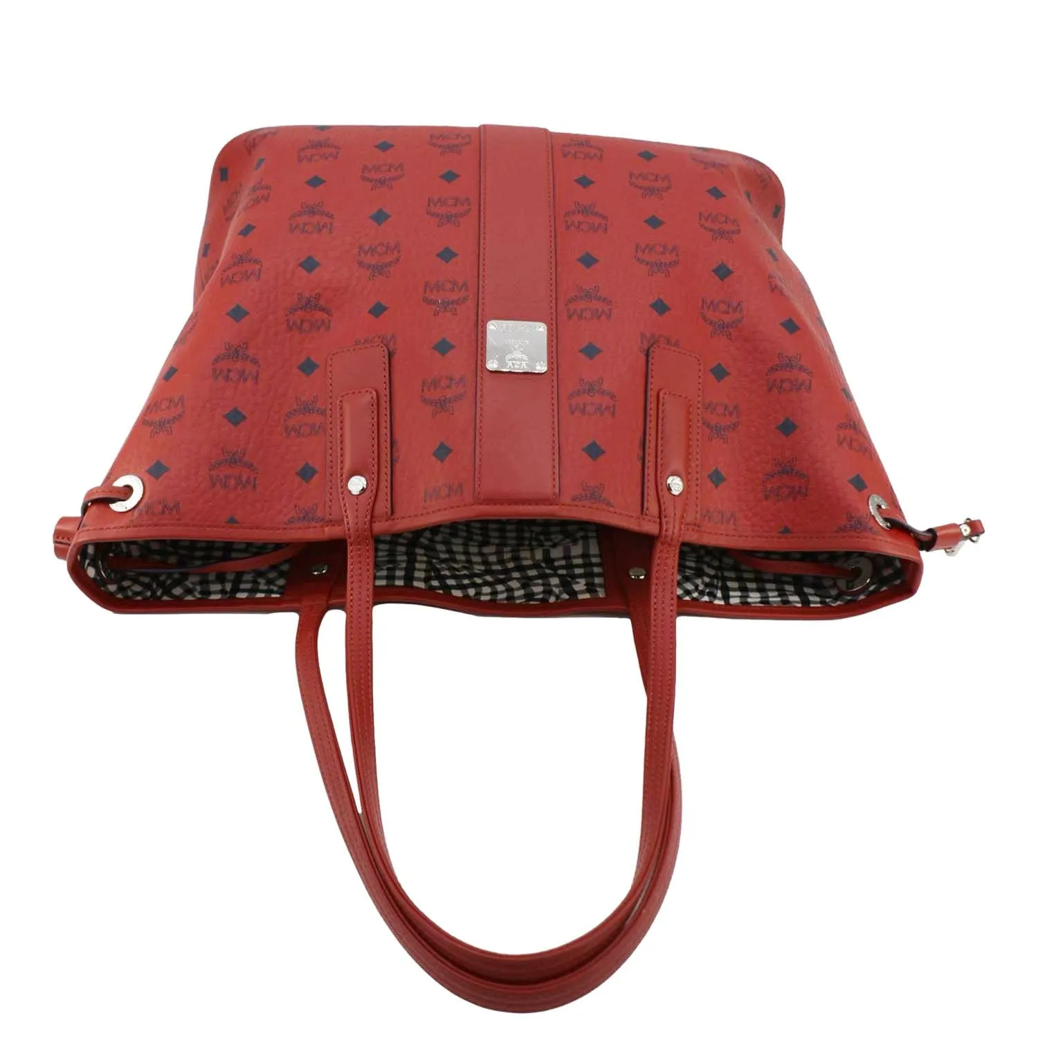 MCM Reversible Liz Large Visetos Canvas Shopper Tote Bag  Red