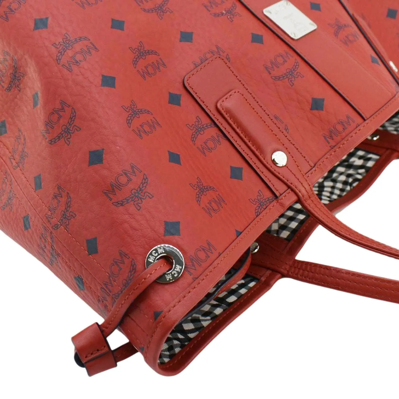 MCM Reversible Liz Large Visetos Canvas Shopper Tote Bag  Red