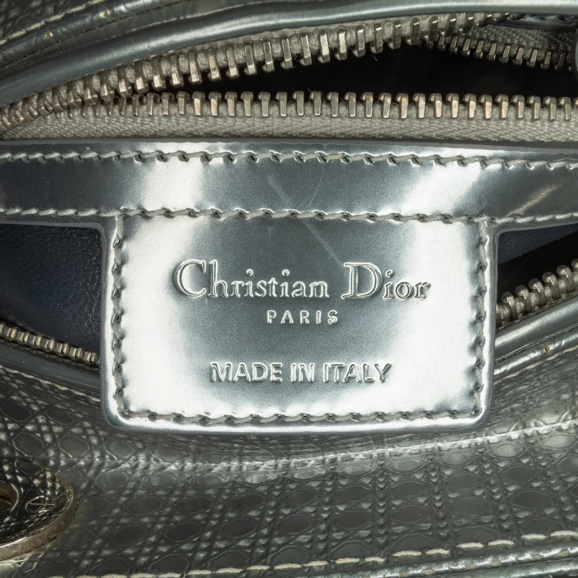 Medium Metallic Patent Microcannage Lady Dior