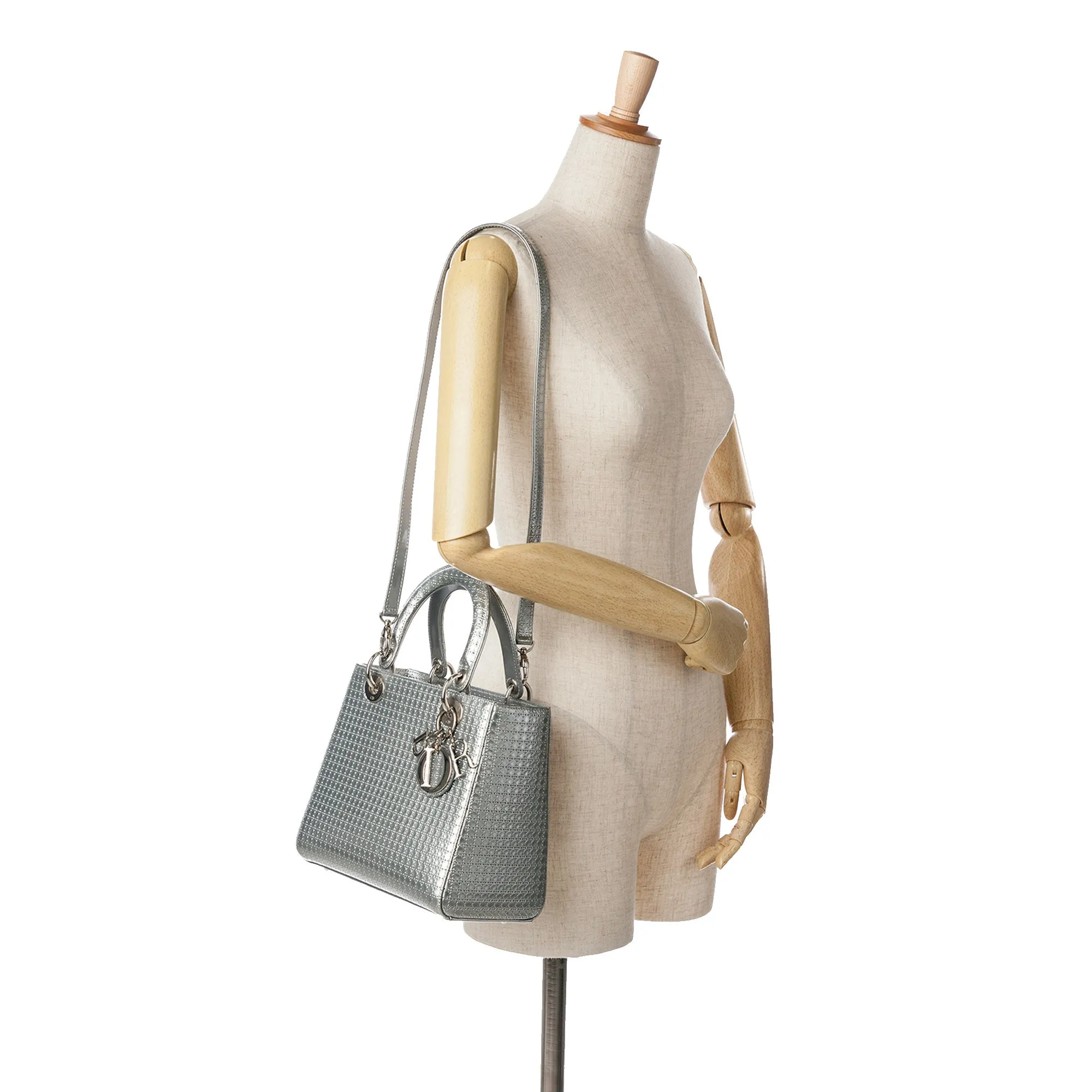 Medium Metallic Patent Microcannage Lady Dior