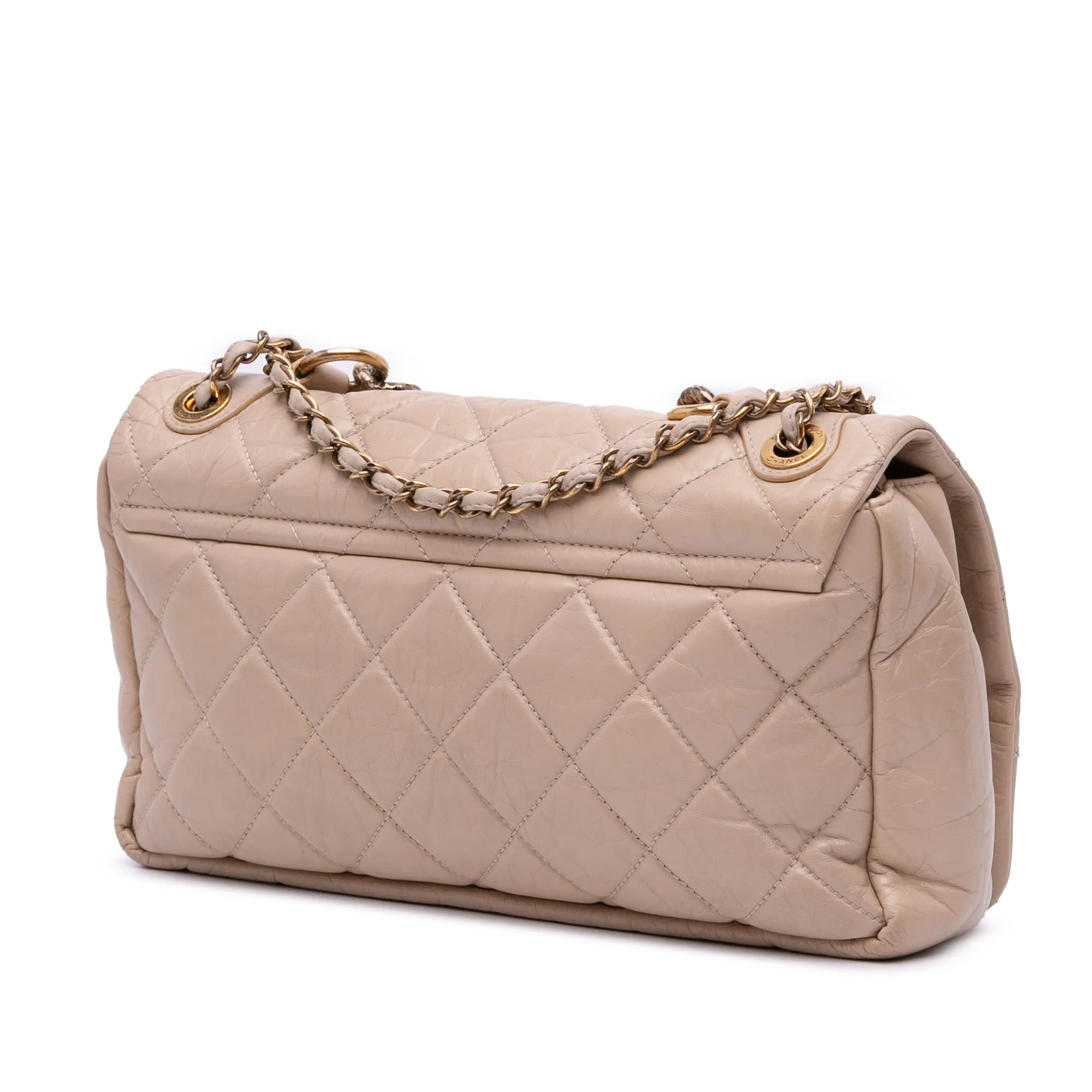 Medium Quilted Aged Calfskin Pondichery Flap