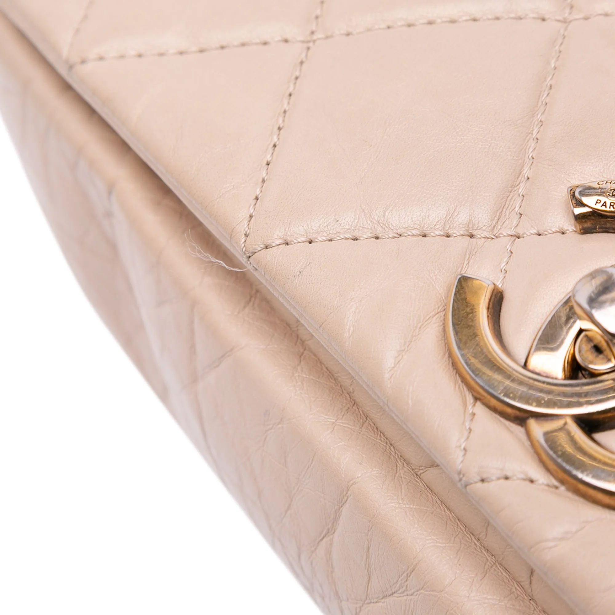 Medium Quilted Aged Calfskin Pondichery Flap