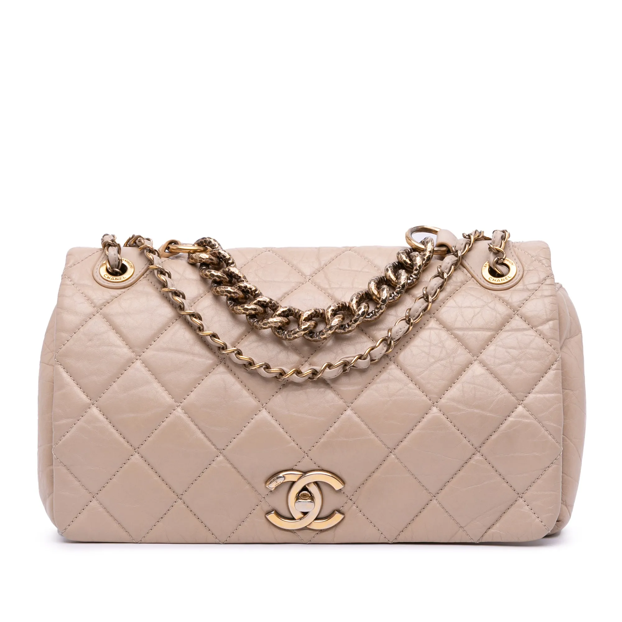 Medium Quilted Aged Calfskin Pondichery Flap