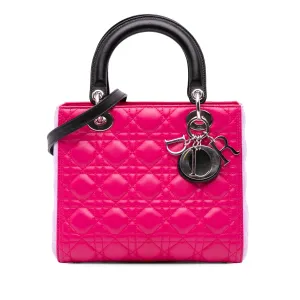 Medium Tricolor Lambskin Cannage Lady Dior